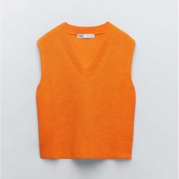 Zara Sweaters - Adorable Zara Orange sweater vest. Like new. Size S